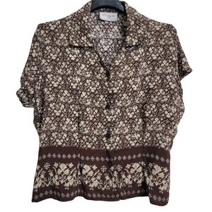 L'Amadei by D P Altomonte Vintage 80s 90s Floral Boxy Button Front Top Blouse M